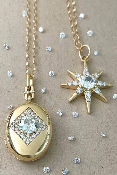 MONICA RICH KOSANN-Vintage Diamond Star Necklace-YELLOW GOLD