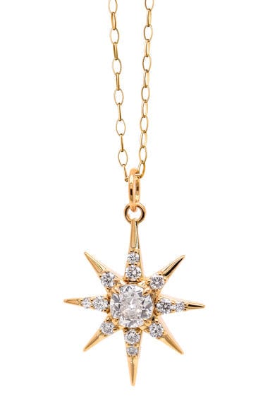 MONICA RICH KOSANN-Vintage Diamond Star Necklace-YELLOW GOLD