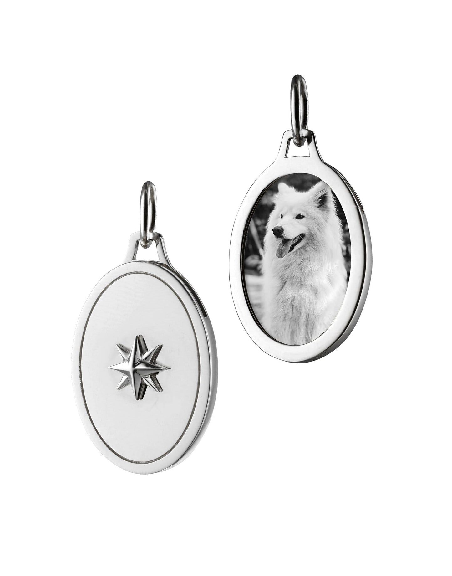 MONICA RICH KOSANN-Oval Star Half Locket Charm-SILVER