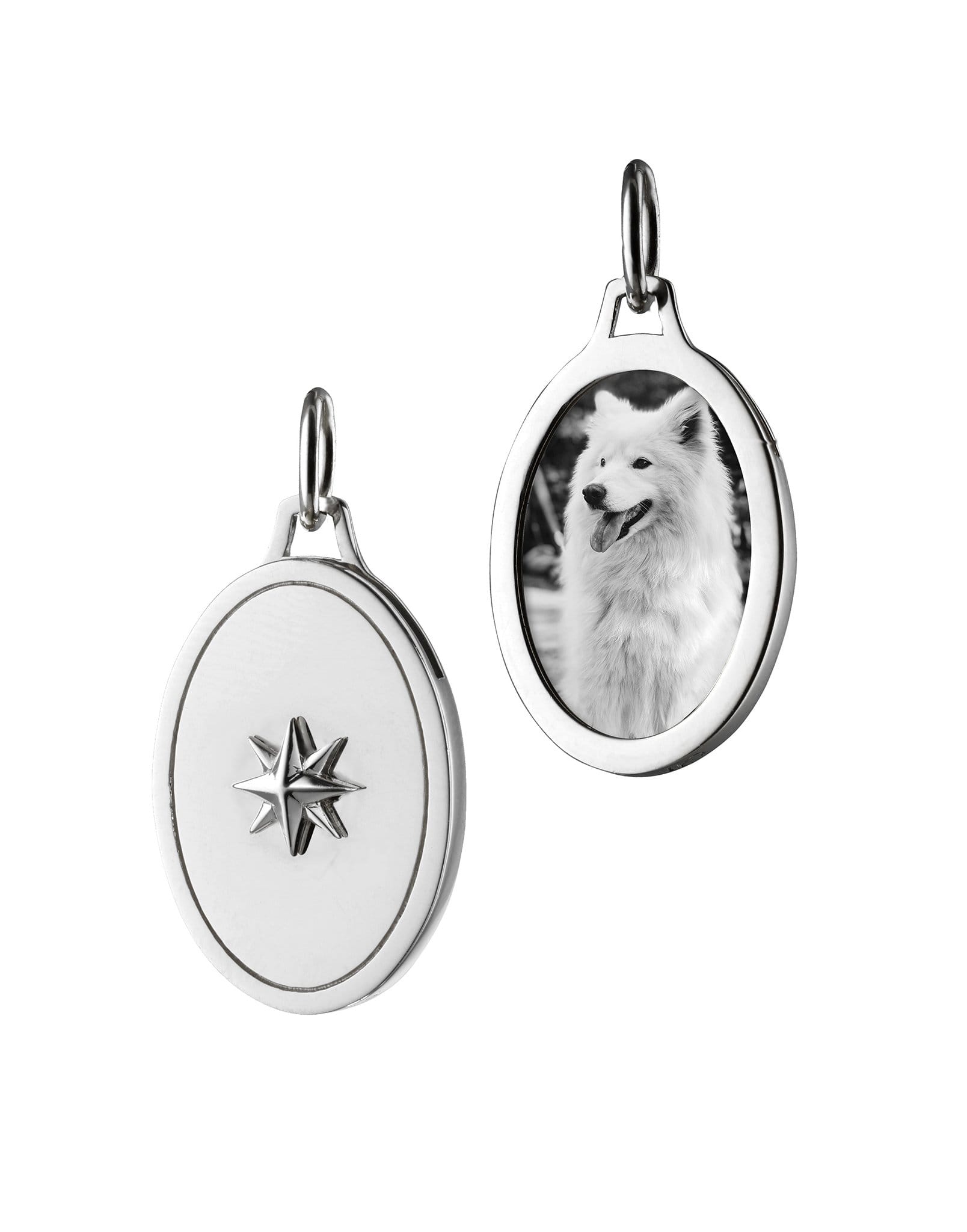 MONICA RICH KOSANN-Oval Star Half Locket Charm-SILVER