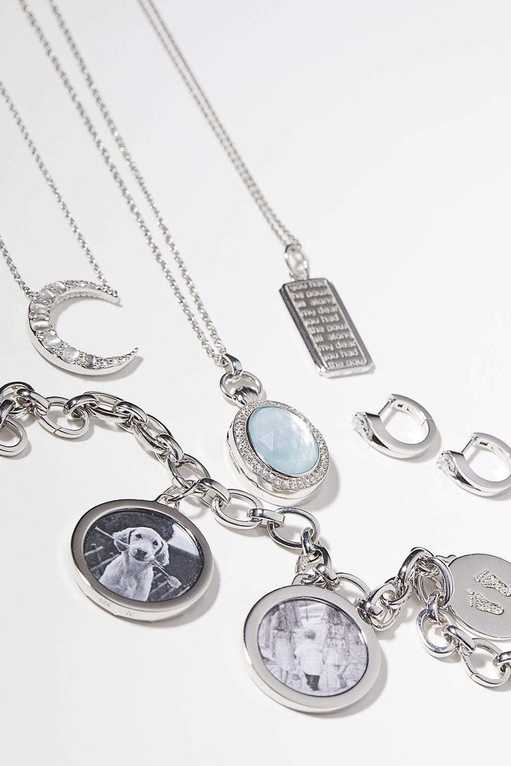 MONICA RICH KOSANN-Round Mosaic Half Locket - Sterling Silver-SILVER