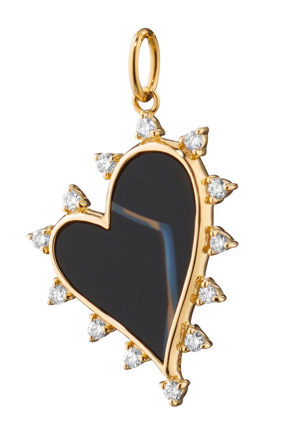 MONICA RICH KOSANN-Black Agate Heart Charm-YELLOW GOLD