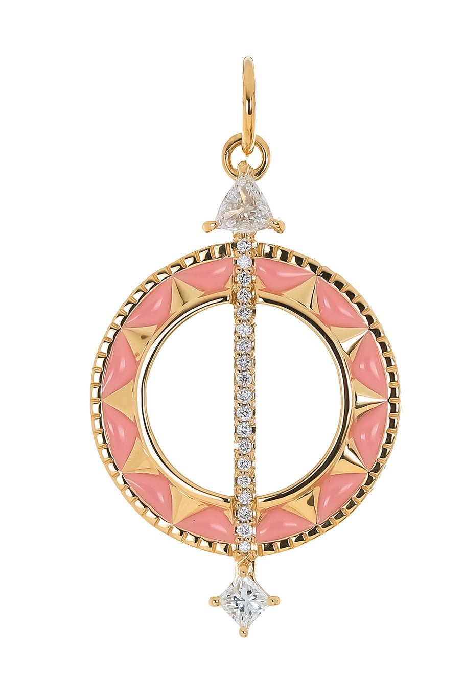 MONICA RICH KOSANN-Large Pink Sundial Charm-YELLOW GOLD