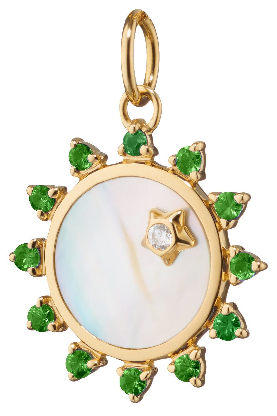 MONICA RICH KOSANN-Mother of Pearl Sun and Star Charm-YELLOW GOLD