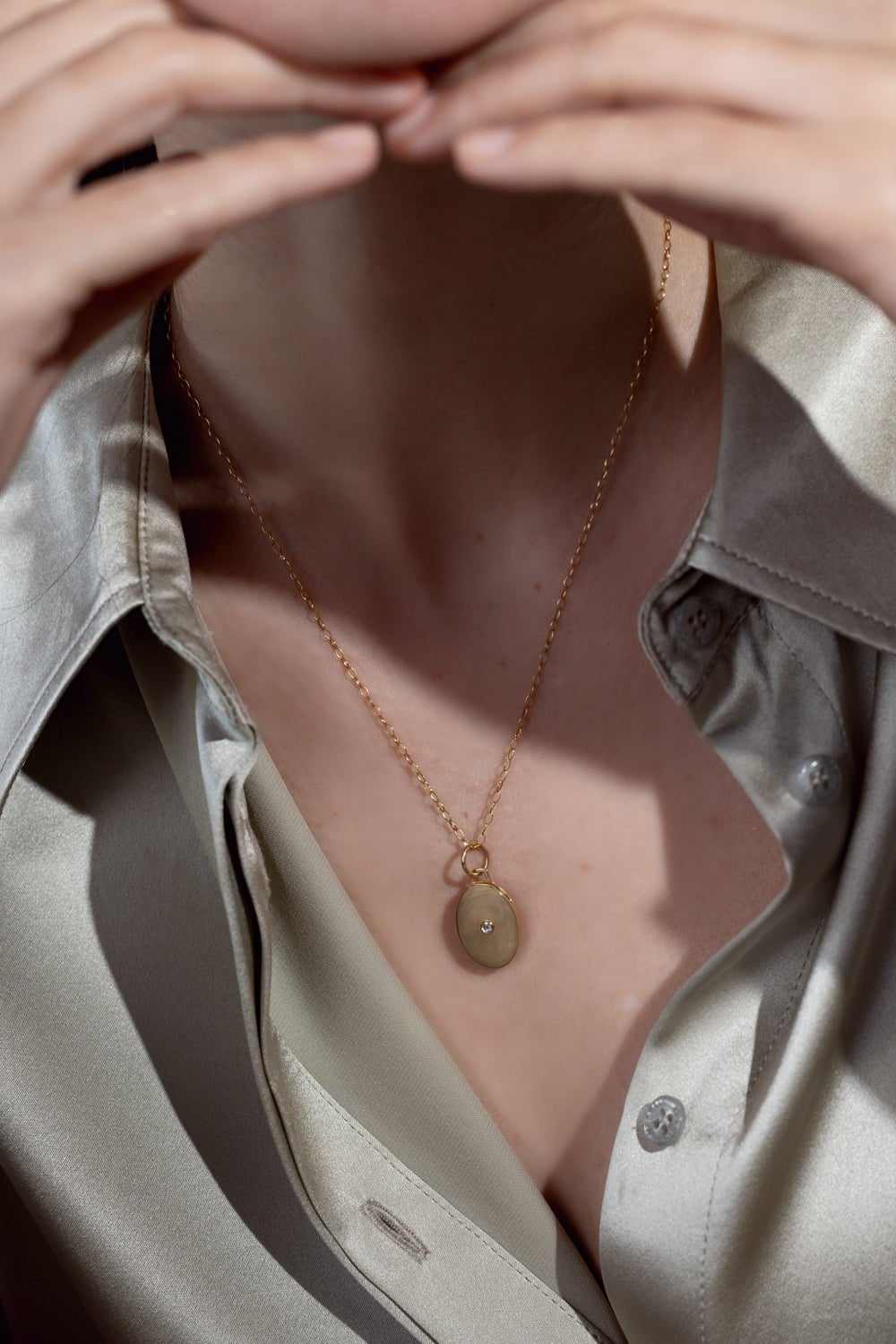 MONICA RICH KOSANN-Small Oval Half Locket-YLWGOL