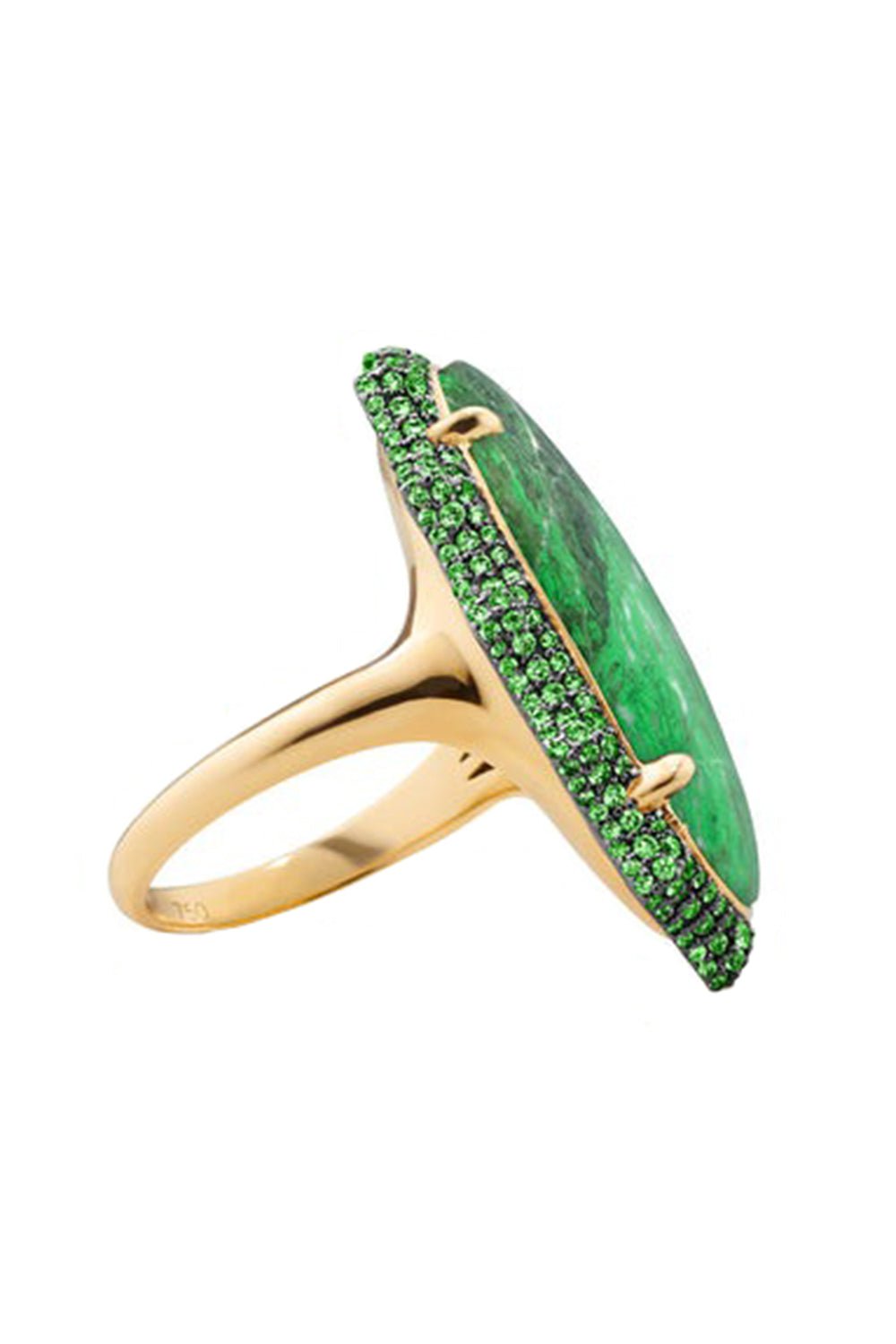MONICA RICH KOSANN-"Happiness" Chloromelanite Sun Ring-YELLOW GOLD