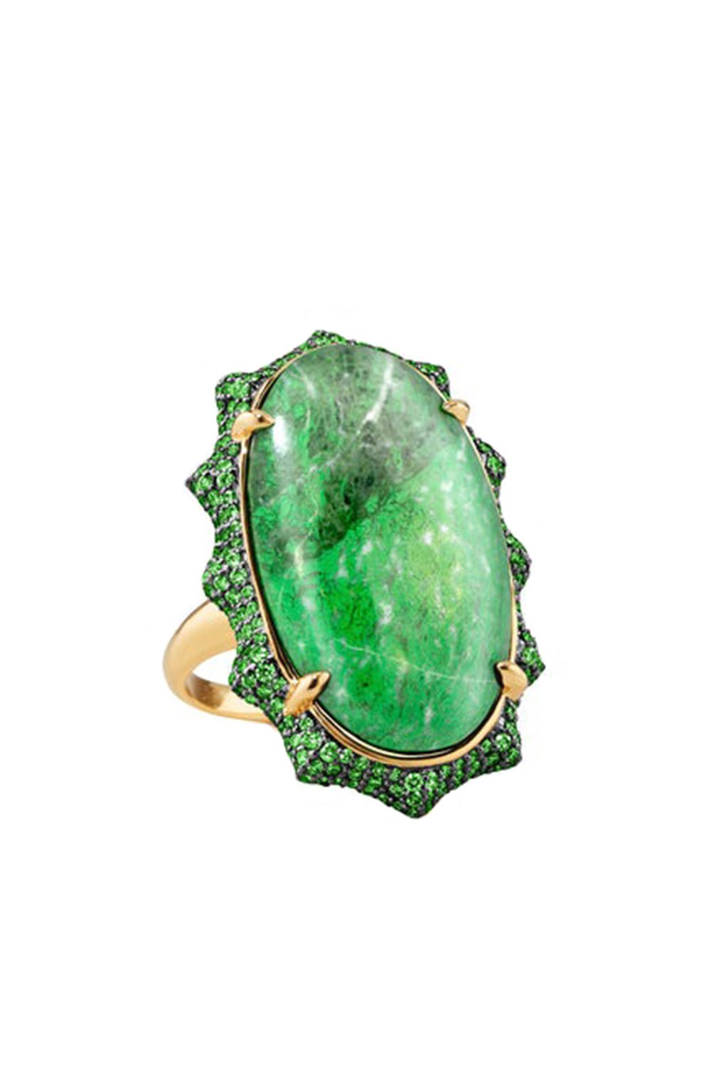 MONICA RICH KOSANN-"Happiness" Chloromelanite Sun Ring-YELLOW GOLD