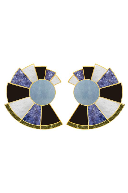 MONICA SORDO-Nautilus Ear Fans- Deep Sea-YELLOW GOLD