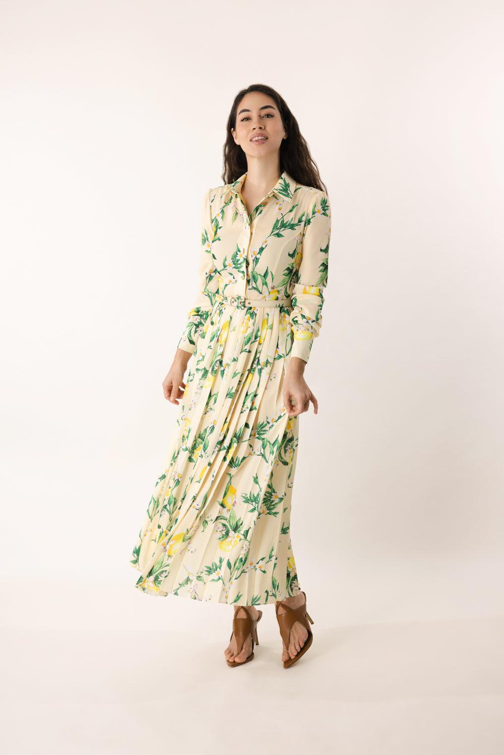 Long Sleeve Pleated Midi Dress | MONIQUE LHUILLIER Marissa Collections Long Sleeve Pleated Midi Dress | MONIQUE LHUILLIER Marissa Collections
