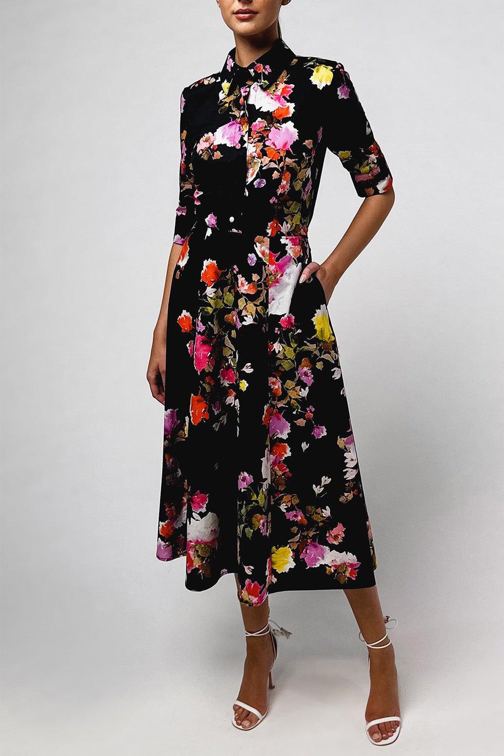 MONIQUE LHUILLIER-Collared Shirt Dress-