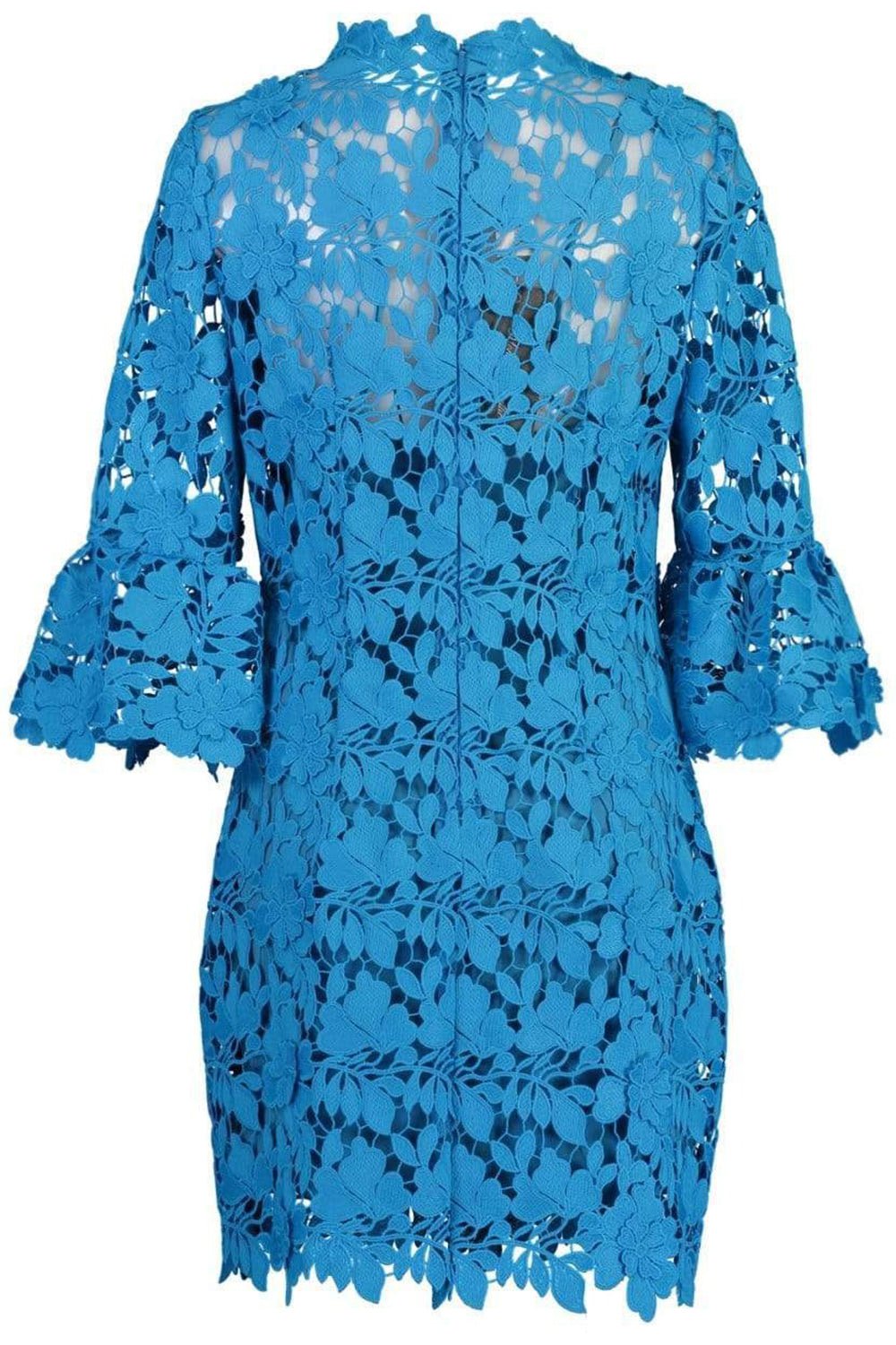 MONIQUE LHUILLIER-Three Quarter Bell Sleeve Mini Dress-