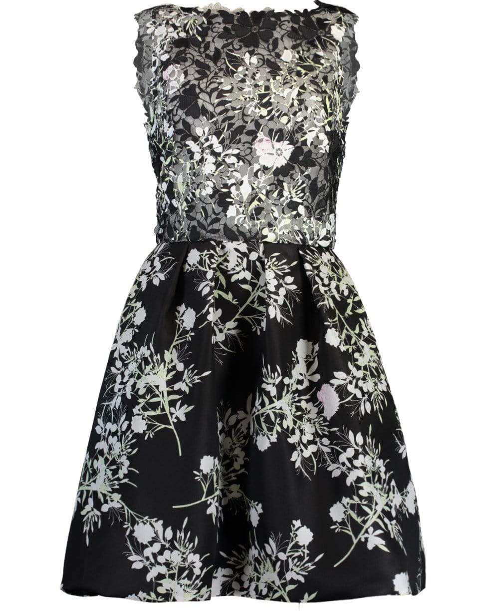MONIQUE LHUILLIER-Sleeveless Bodice Cocktail Dress-