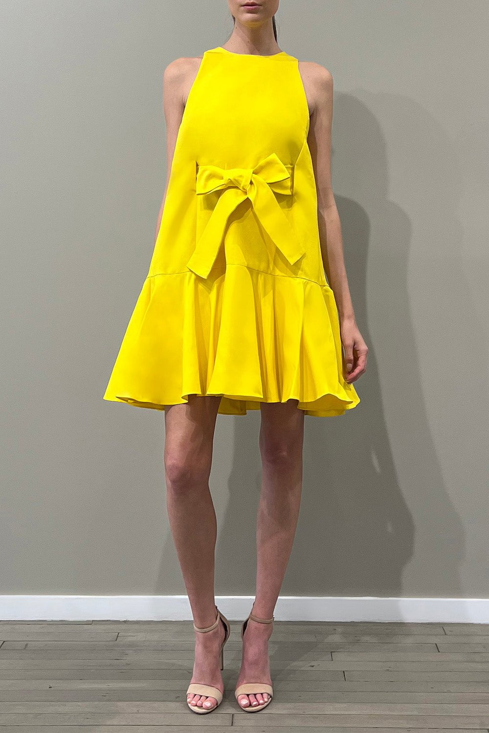 MONIQUE LHUILLIER-Belted Trapeze Dress-