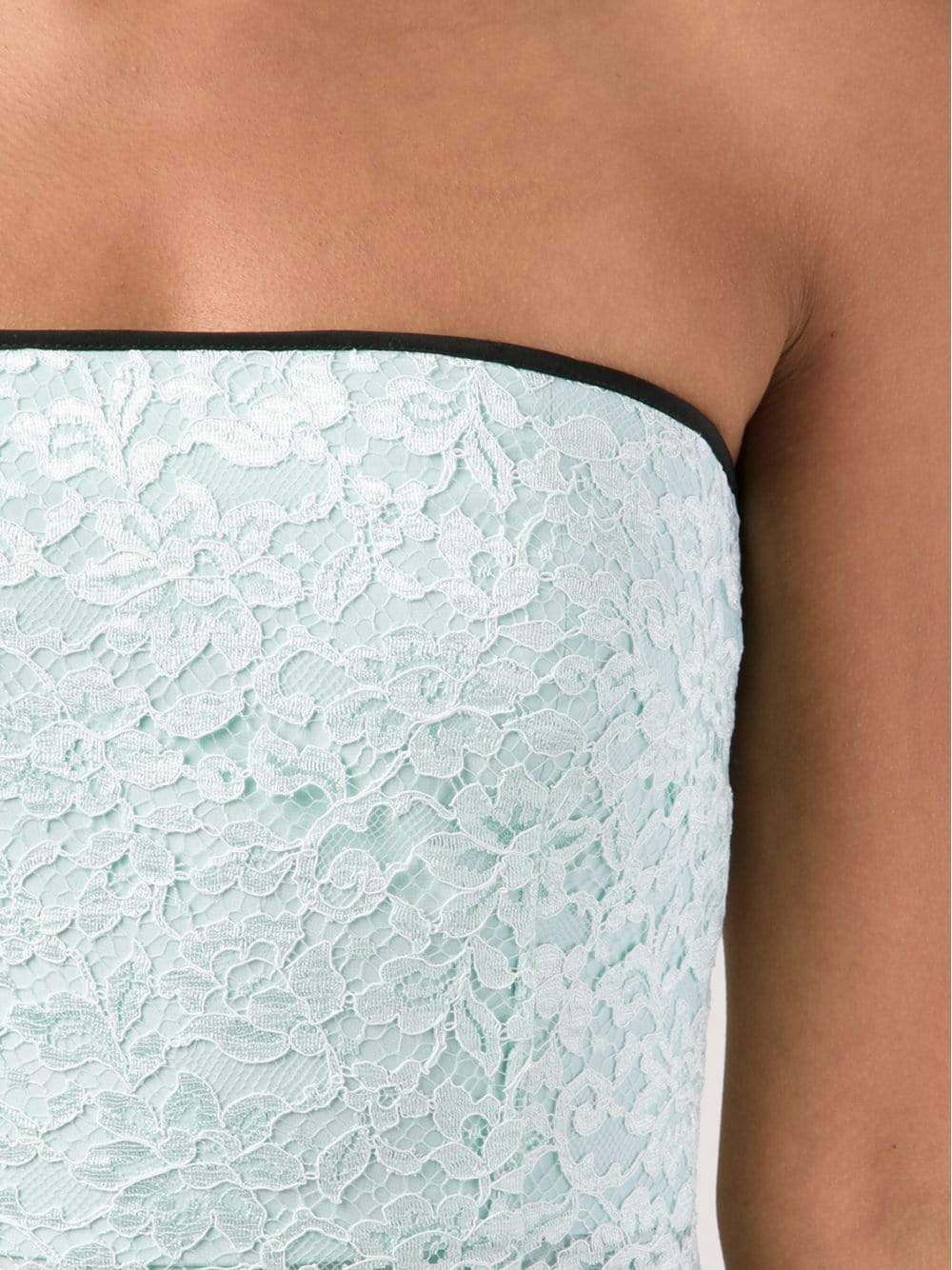 MONIQUE LHUILLIER-Strapless Lace Dress-MNT/NOIR