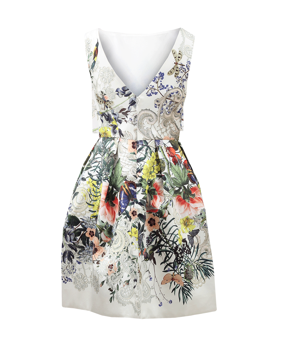MONIQUE LHUILLIER-Botanical V-Back Dress-