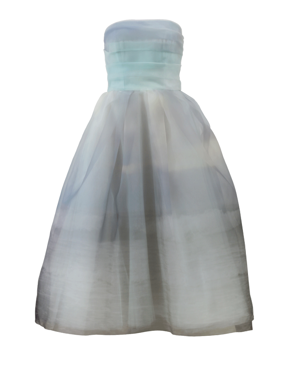 MONIQUE LHUILLIER-Luminous Sky Tea Length Dress-SKY BLUE