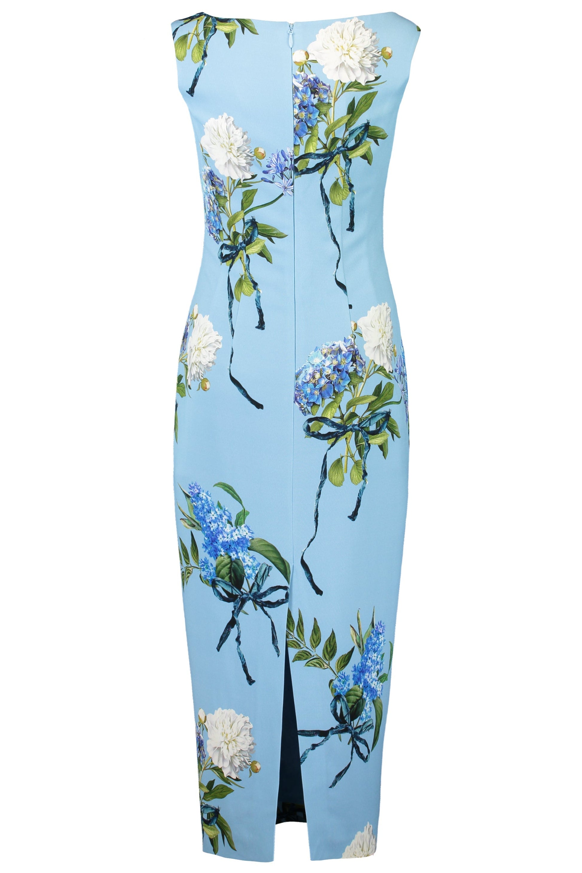 MONIQUE LHUILLIER-Scoop Neck Floral Dress-