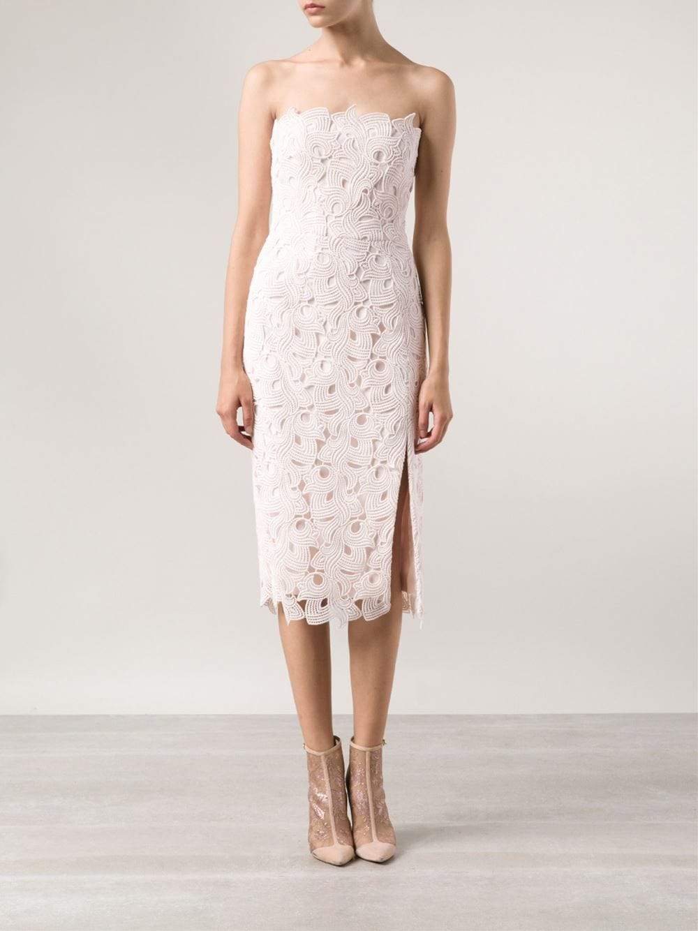 MONIQUE LHUILLIER-Strapless Dress With Side Slit-BLUSH