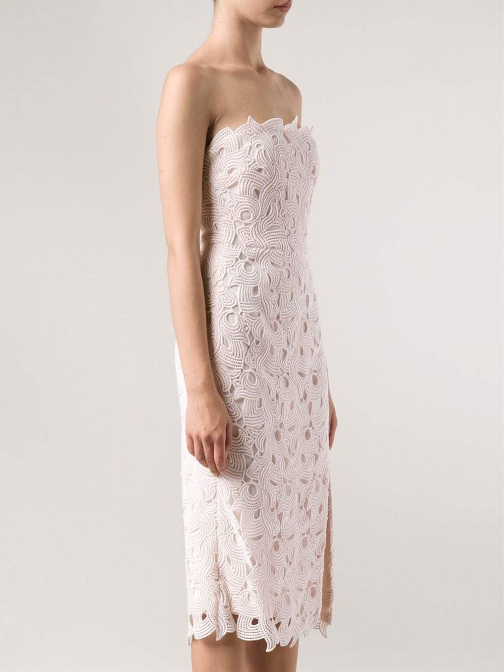 MONIQUE LHUILLIER-Strapless Dress With Side Slit-BLUSH