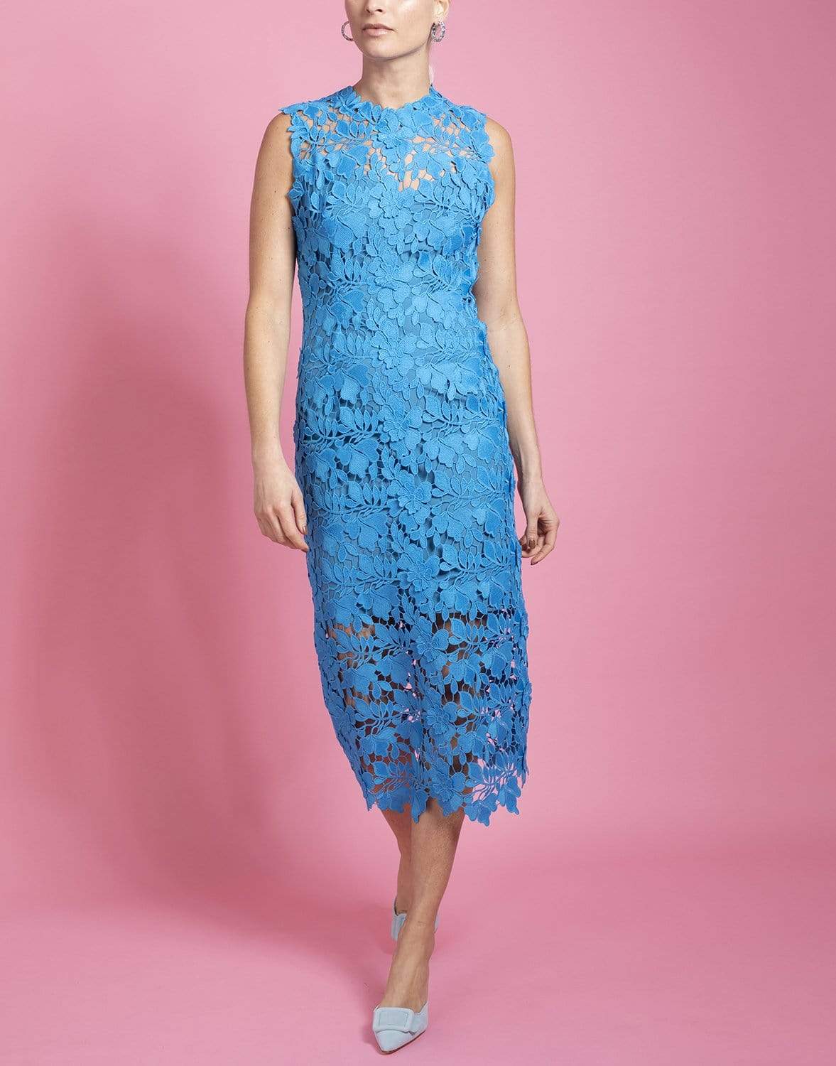 MONIQUE LHUILLIER-Jewel Neck Sleeveless Shift Dress-
