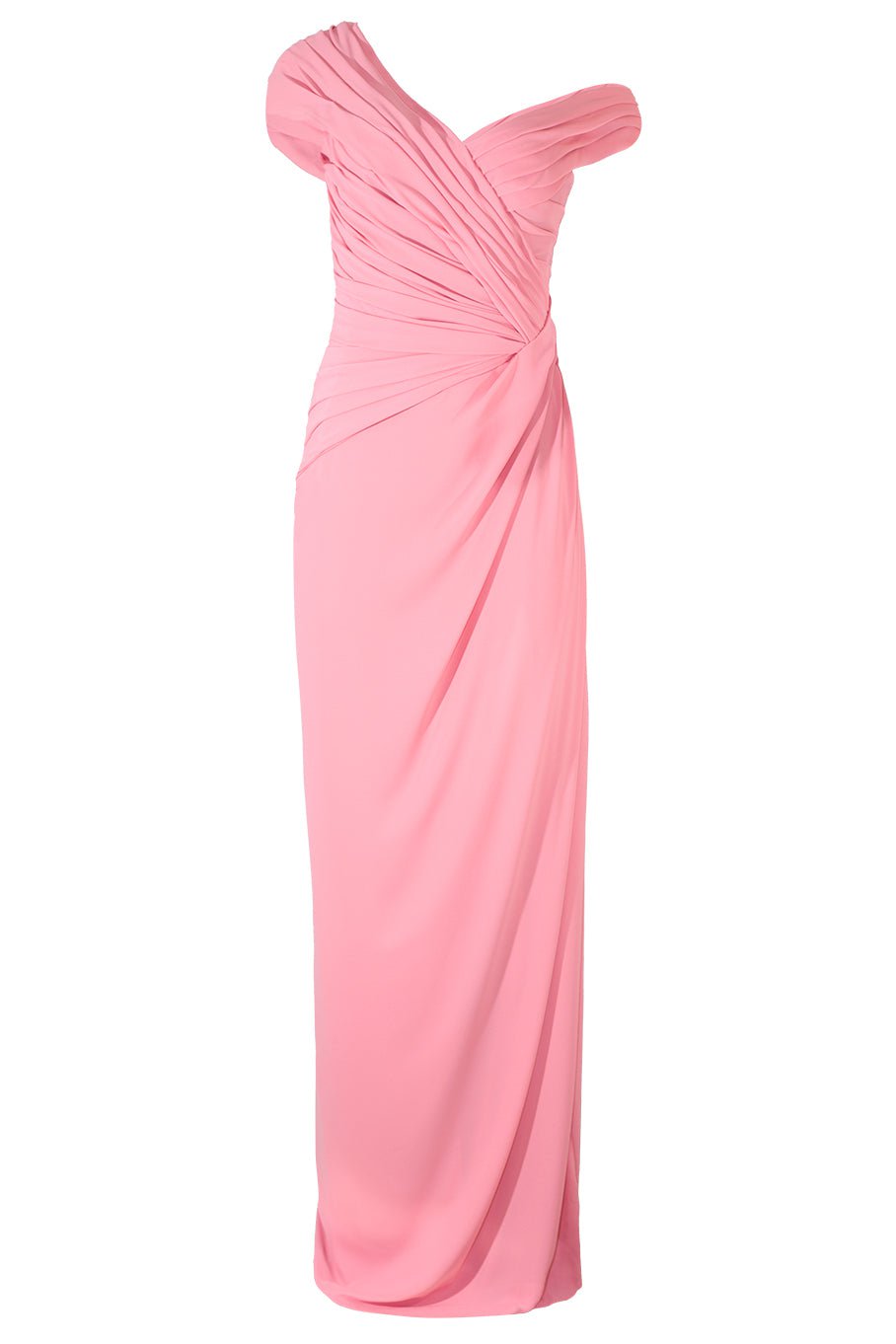 MONIQUE LHUILLIER-Off The Shoulder Drape Gown - Rose-