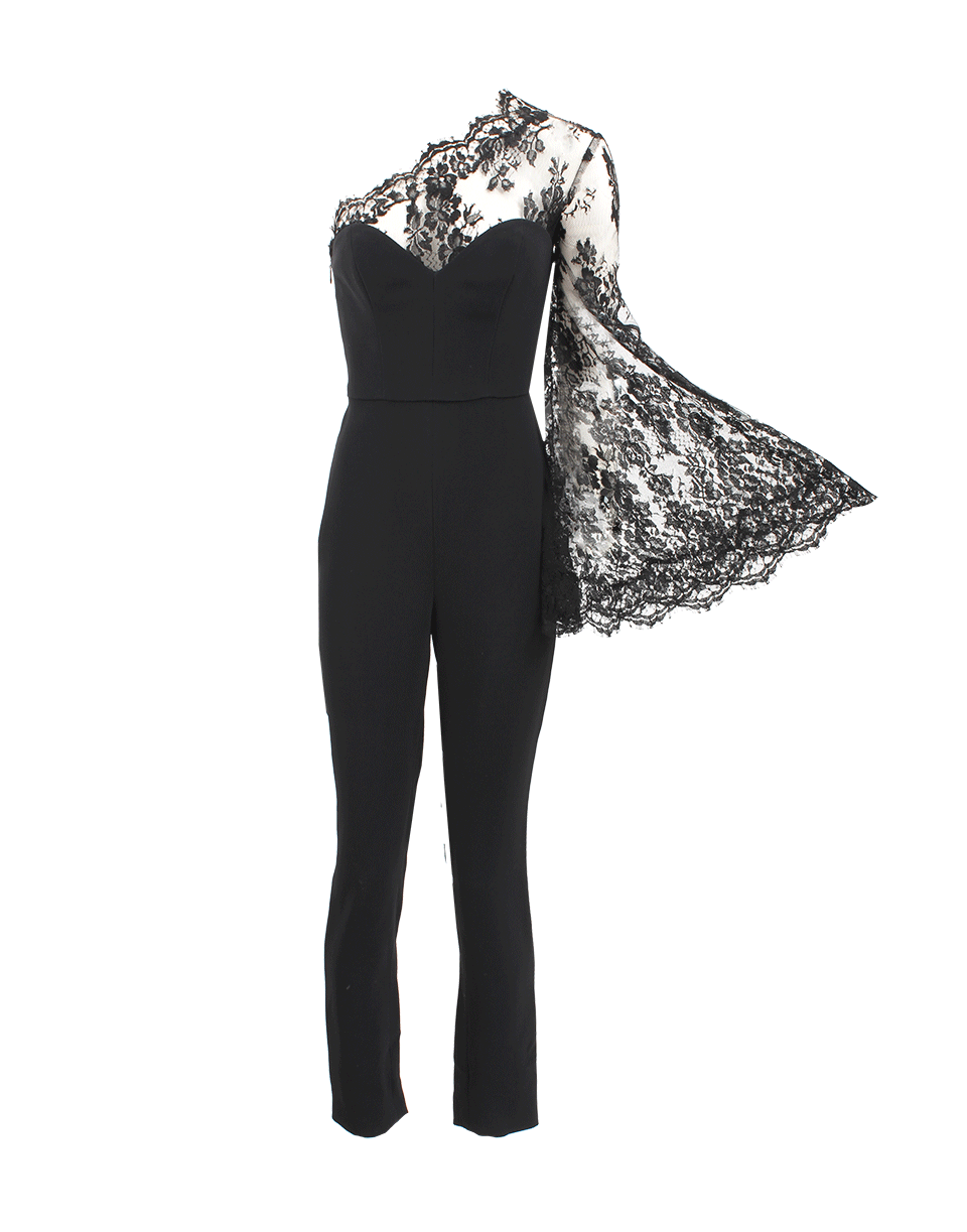MONIQUE LHUILLIER-One Shoulder Jumpsuit-BLACK