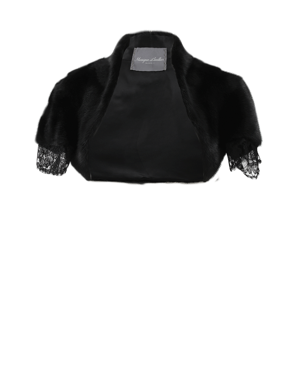 MONIQUE LHUILLIER-Mink Bolero-BLACK