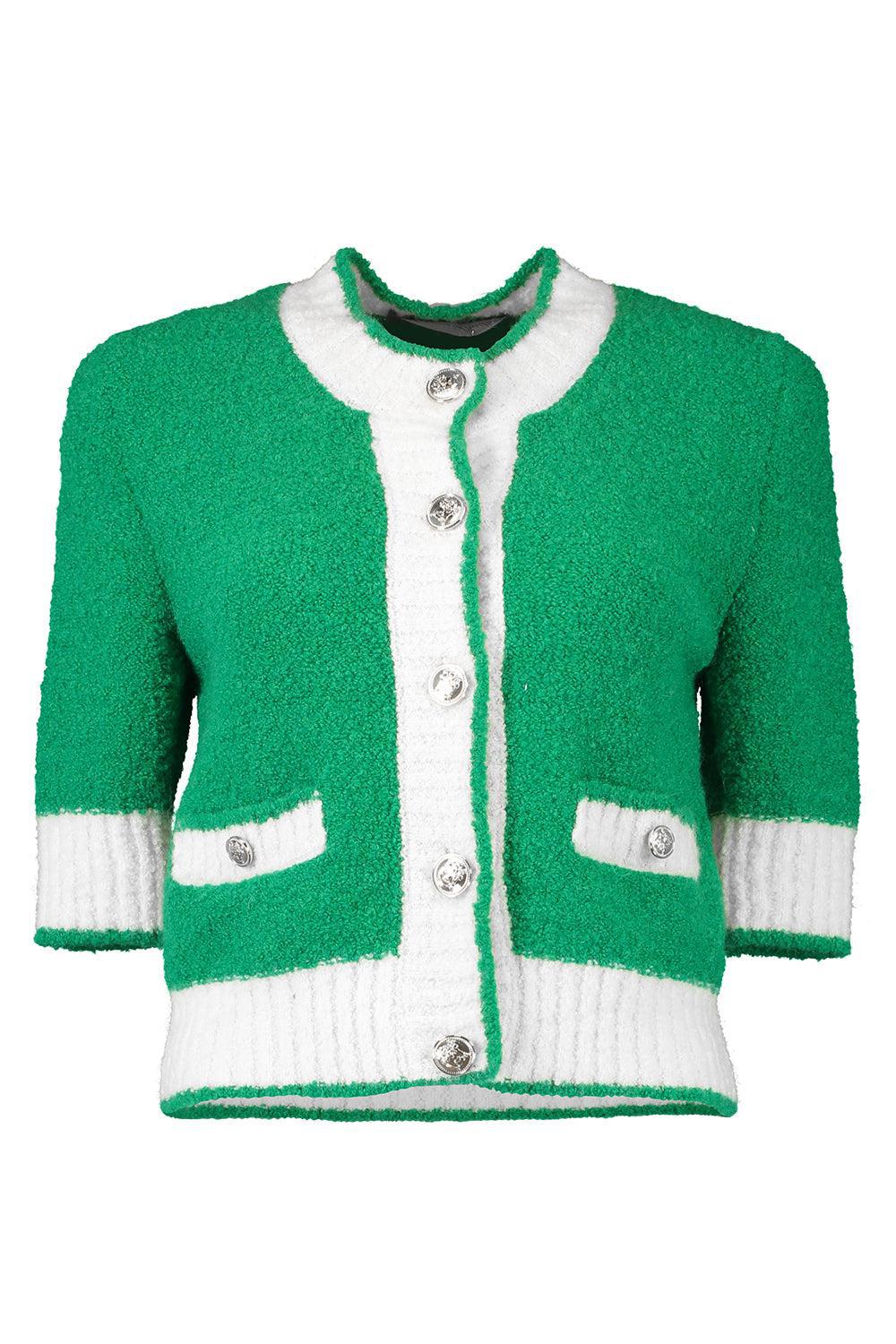 SHORT SLEEVE CARDIGAN-GRSSSLKW-XS-CLOTHINGTOPCARDIGAN-MONIQUE LHUILLIER
