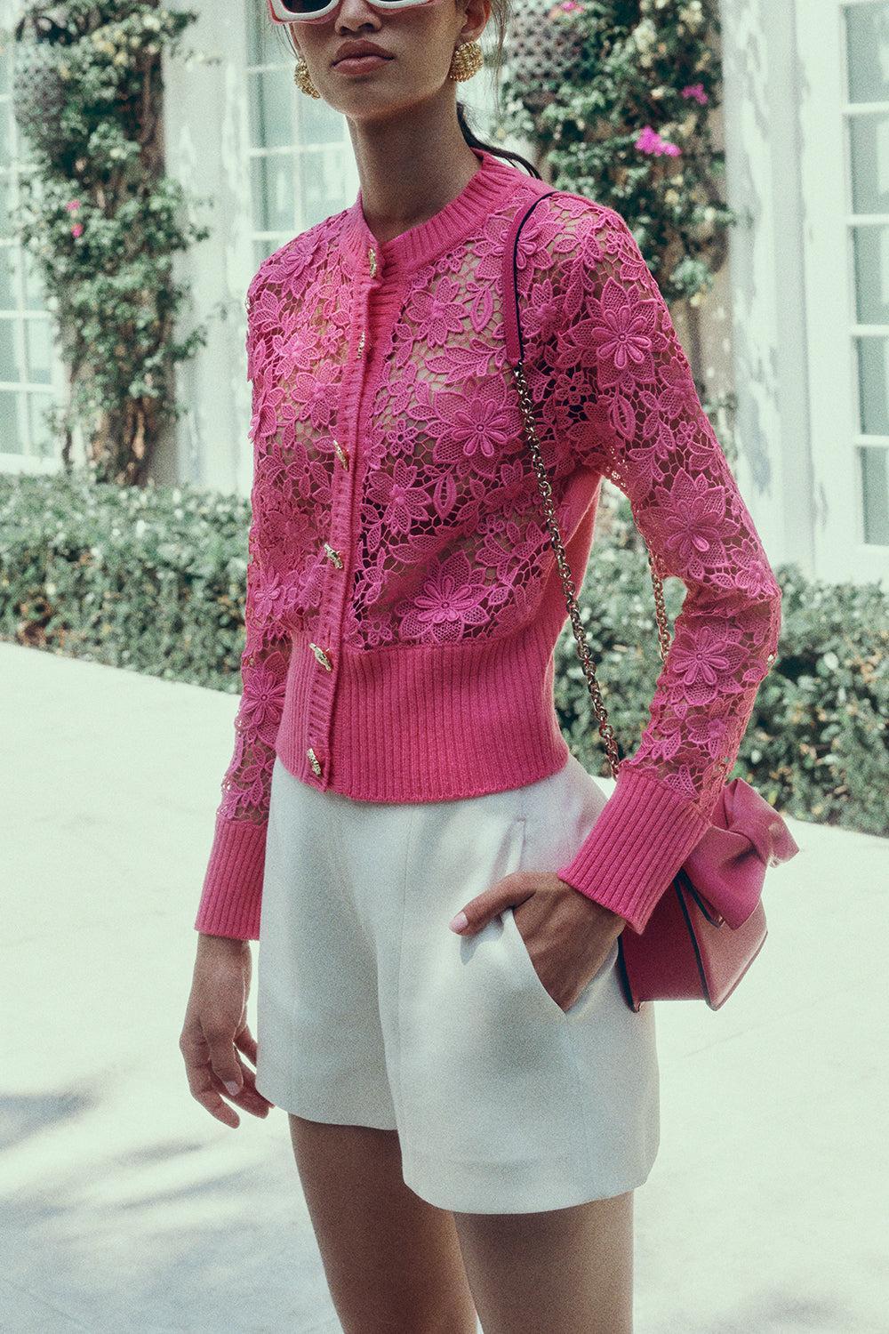 Lace Cardigan-HIBISCUS-XS-CLOTHINGTOPCARDIGAN-MONIQUE LHUILLIER