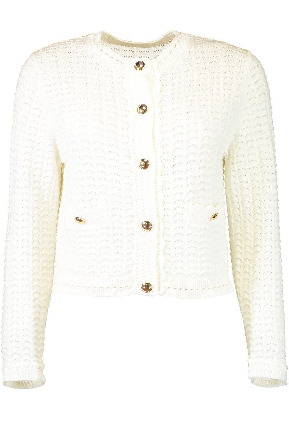 Button Stitch Cardigan-IVORY-XS-CLOTHINGTOPCARDIGAN-MONIQUE LHUILLIER