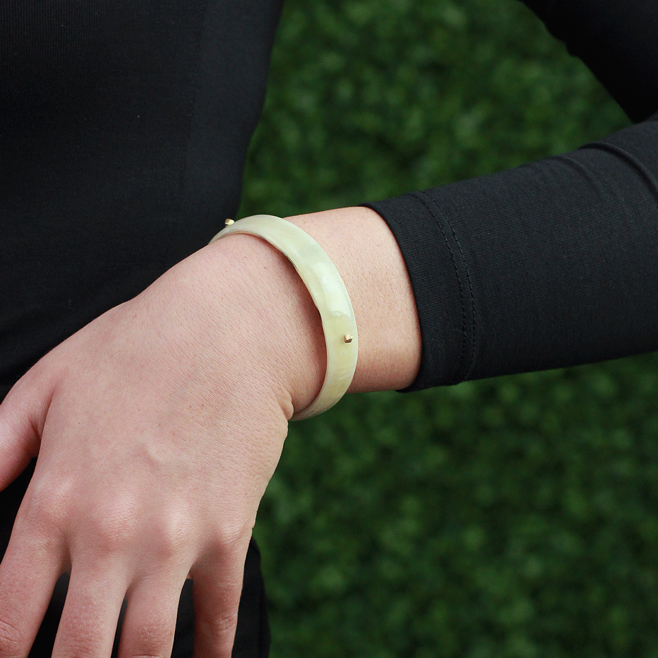 MONIQUE PEAN-Cream Buffalo Horn And Stud Bangle-YELLOW GOLD