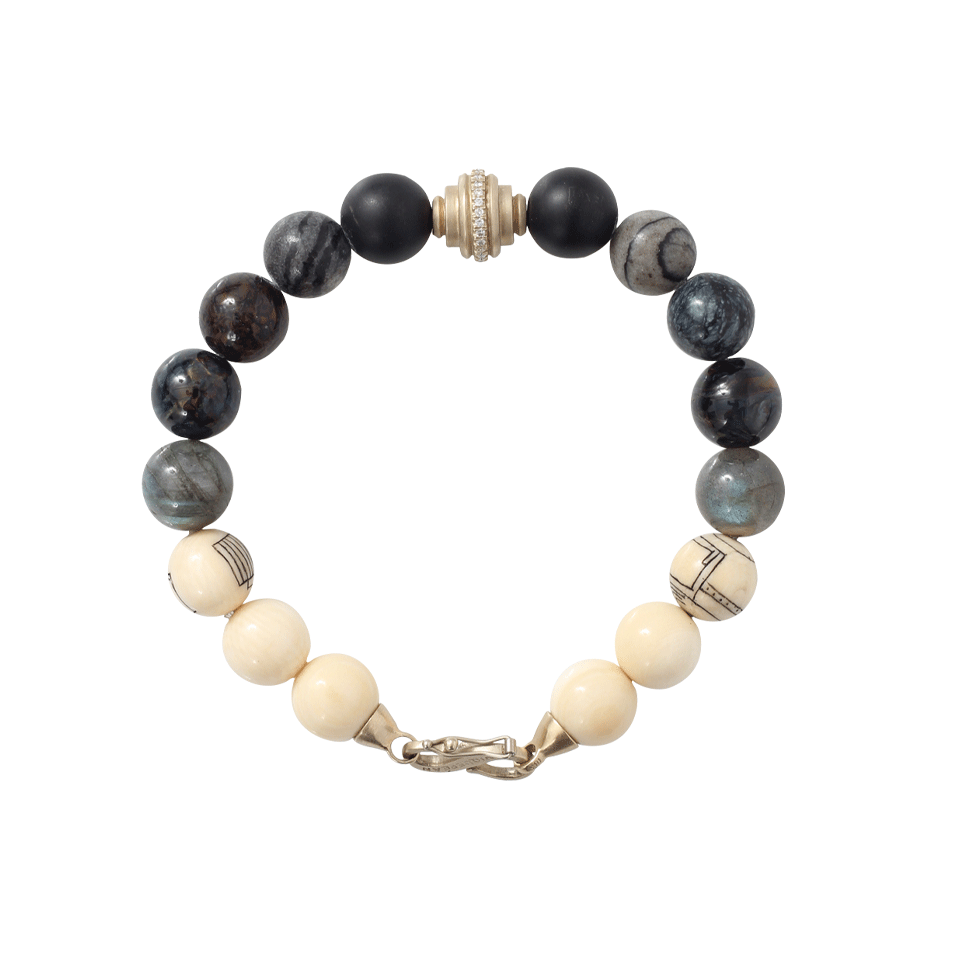MONIQUE PEAN-Fossilized Woolly Mammoth Beaded Bracelet-WHITE GOLD