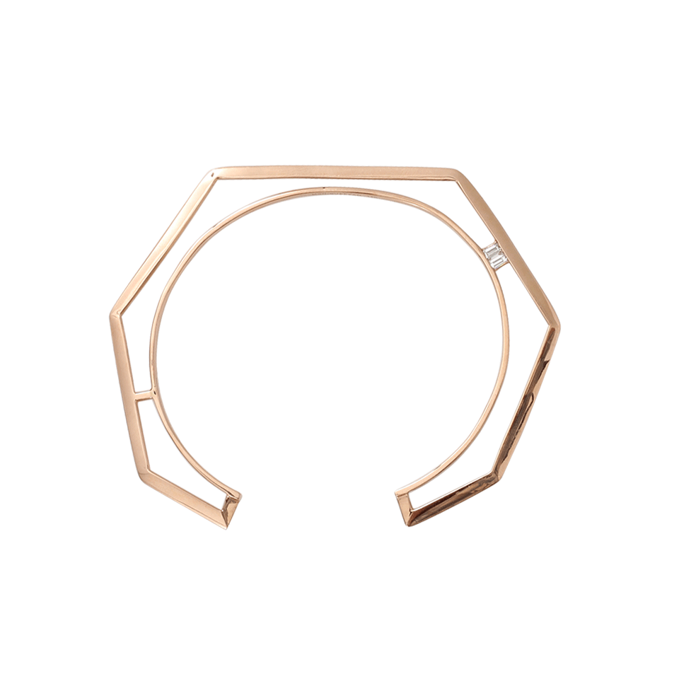 MONIQUE PEAN-Diamond Baguette Hexagonal Open Cuff-ROSE GOLD