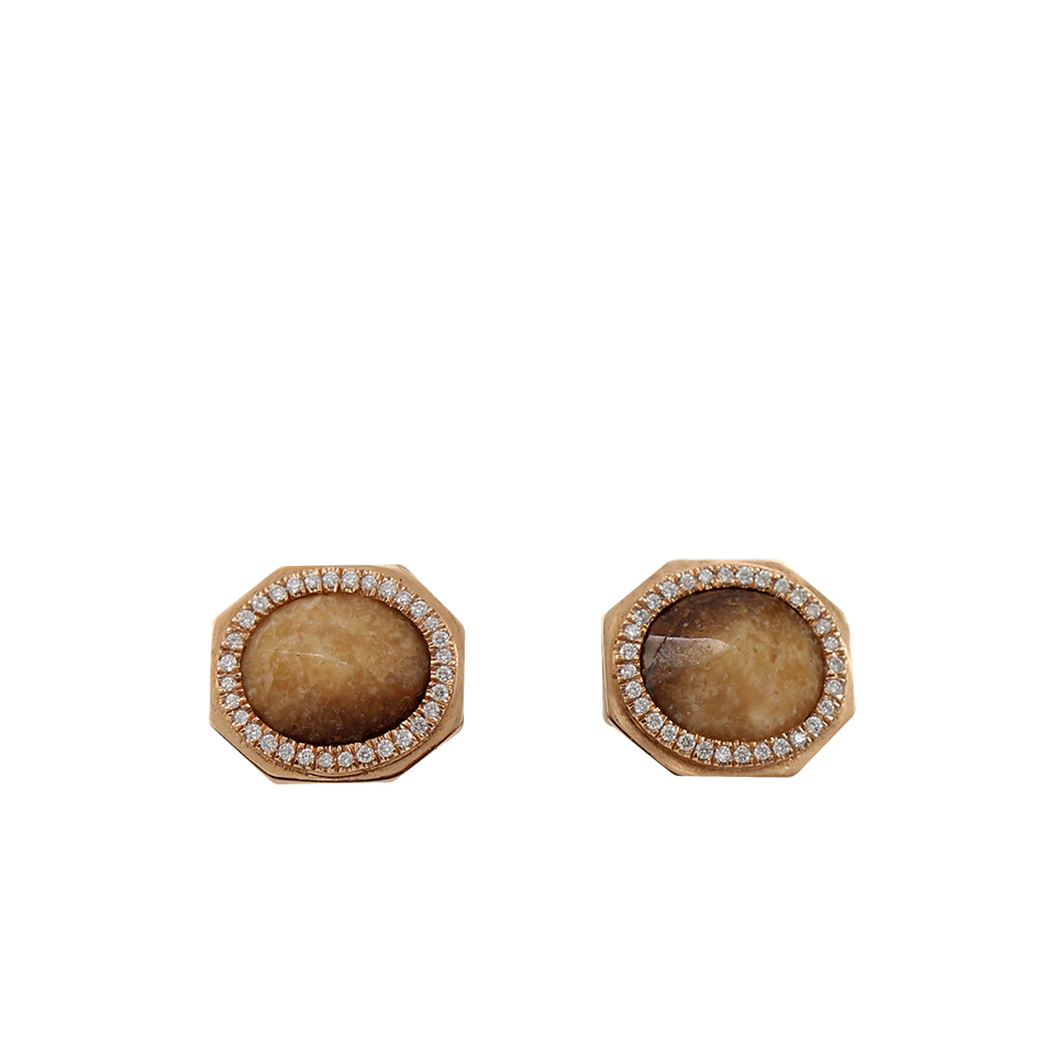 MONIQUE PEAN-Walnut Fossilized Walrus Ivory Studs-ROSE GOLD