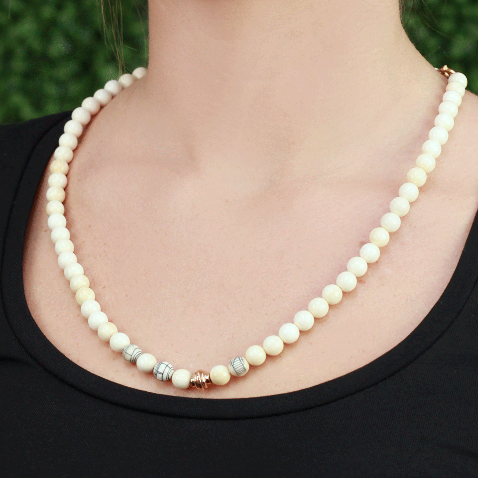 MONIQUE PEAN-Fossilized Woolly Mammoth Bead Necklace-ROSE GOLD