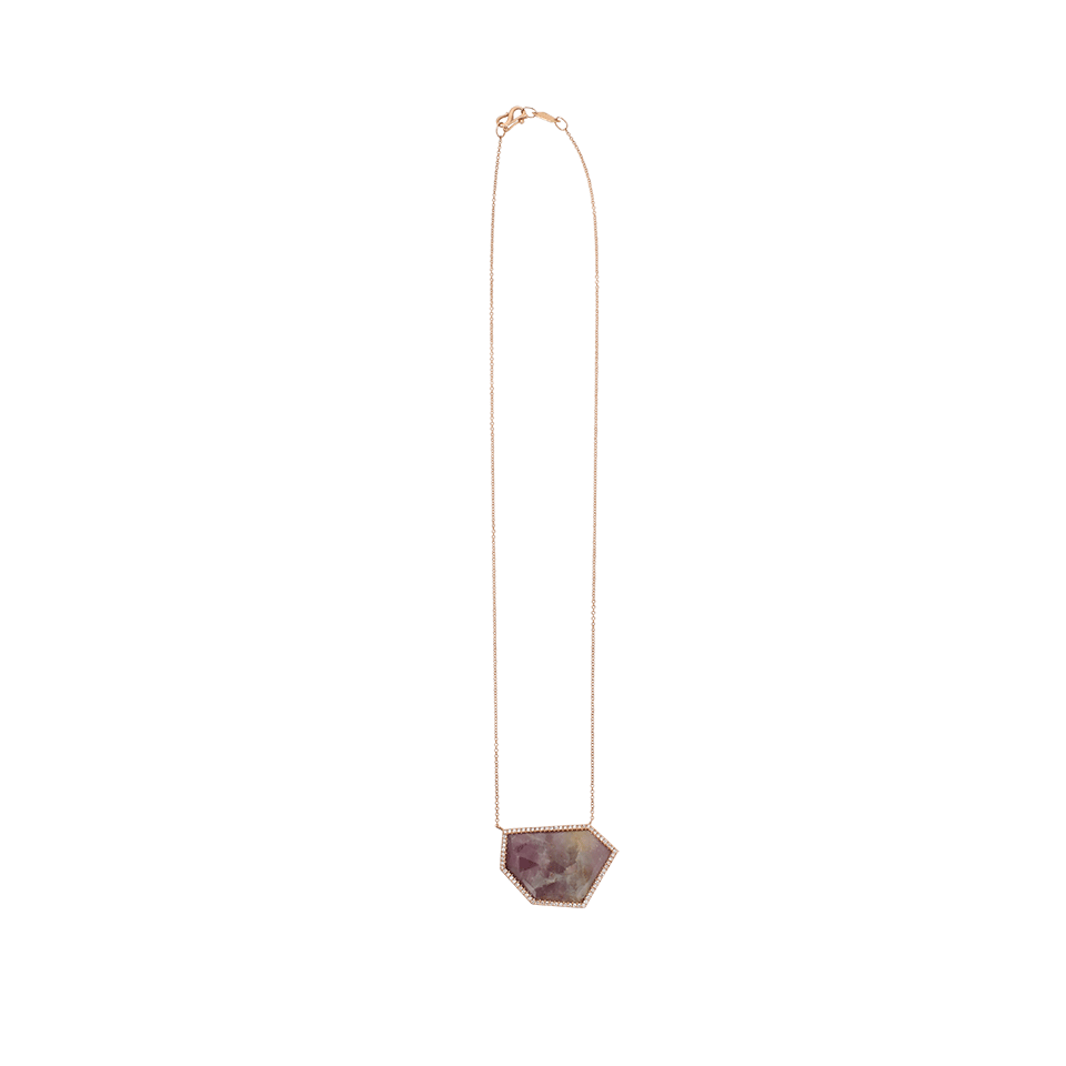 MONIQUE PEAN-Pink Sapphire Slice With White Diamond Pave Necklace-ROSE GOLD