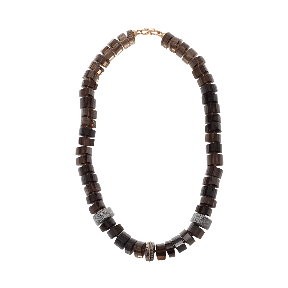 MONIQUE PEAN-Smokey Topaz And Fossilized Necklace-ROSE GOLD