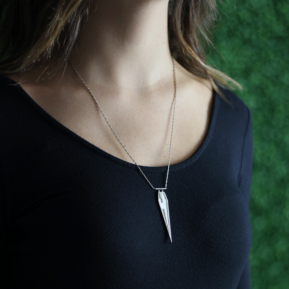 MONIQUE PEAN-Fossilized Walrus Pentagonal Necklace-WHITE GOLD
