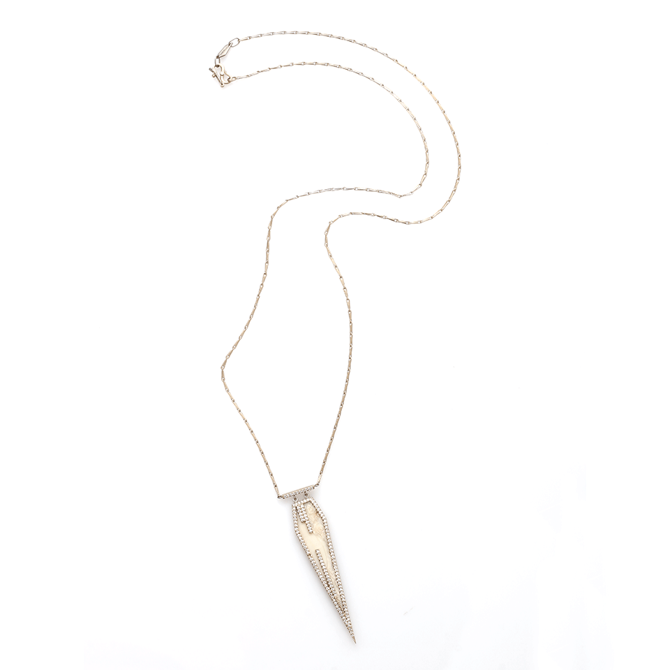 MONIQUE PEAN-Fossilized Walrus Pentagonal Necklace-WHITE GOLD