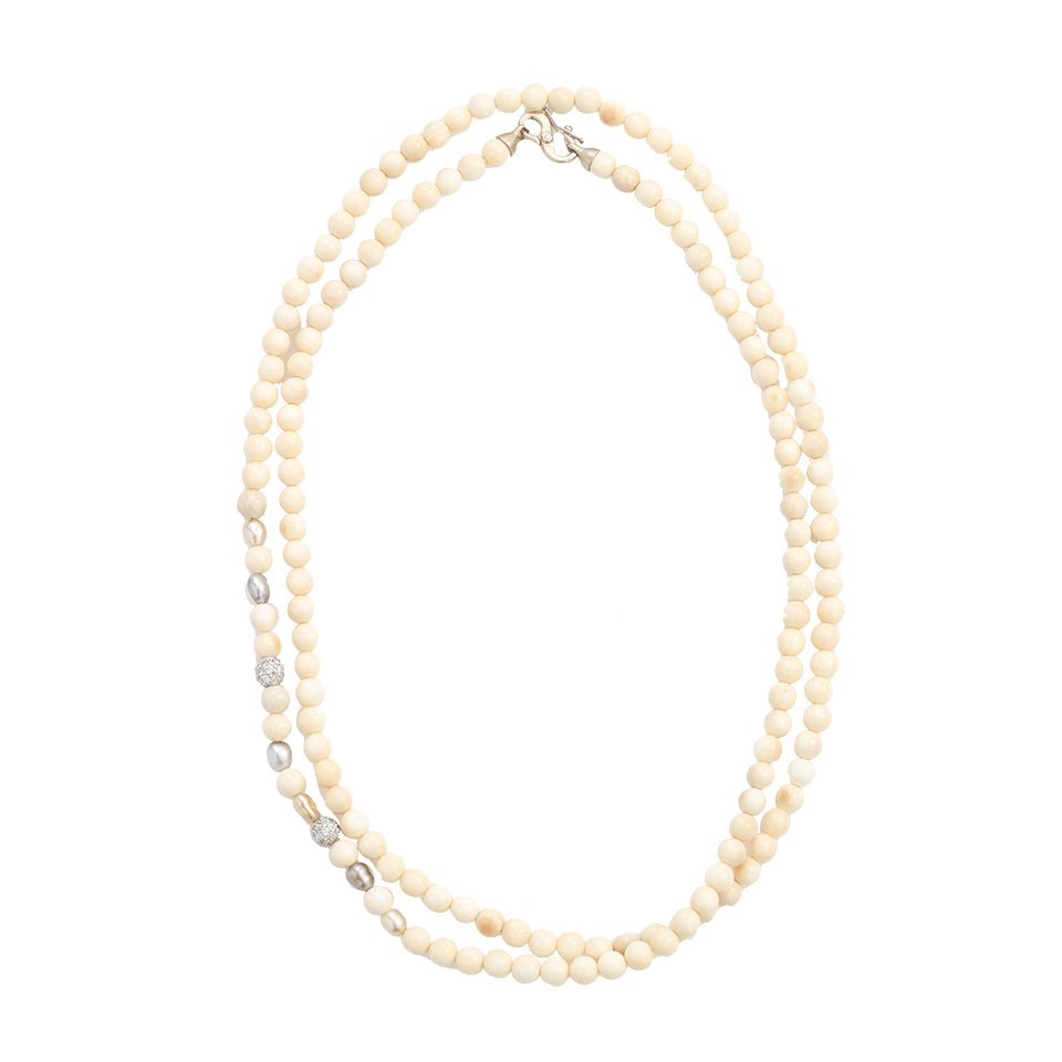MONIQUE PEAN-Fossilized Woolly Mammoth Bead Necklace-WHITE GOLD