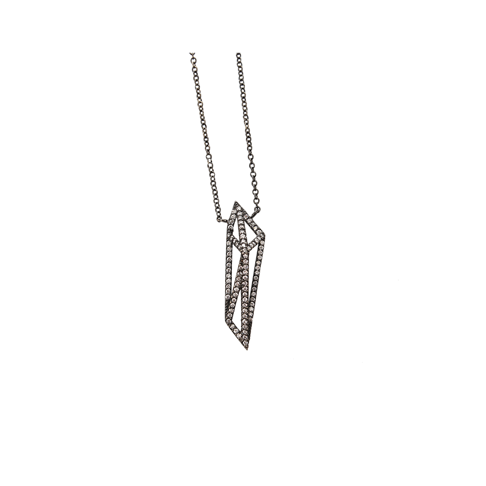 MONIQUE PEAN-Geometric Signature Diamond Open Cage Necklace-WHITE GOLD