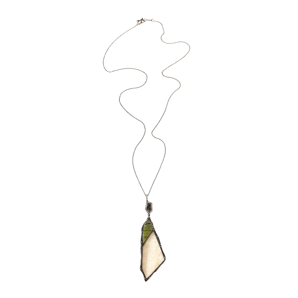 MONIQUE PEAN-Grey Sunburst Walrus Ivory Necklace-WHITE GOLD
