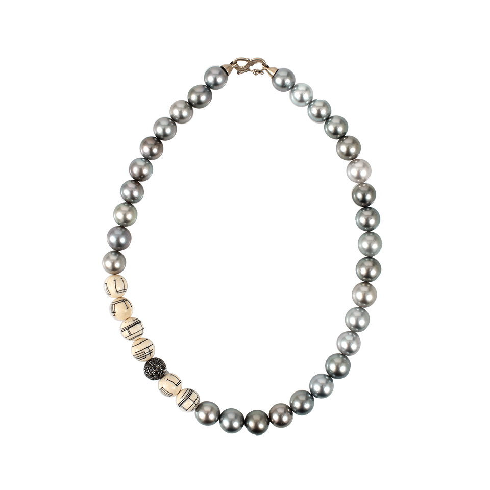 MONIQUE PEAN-Tahitian Pearl And Woolly Mammoth Neckace-WHITE GOLD