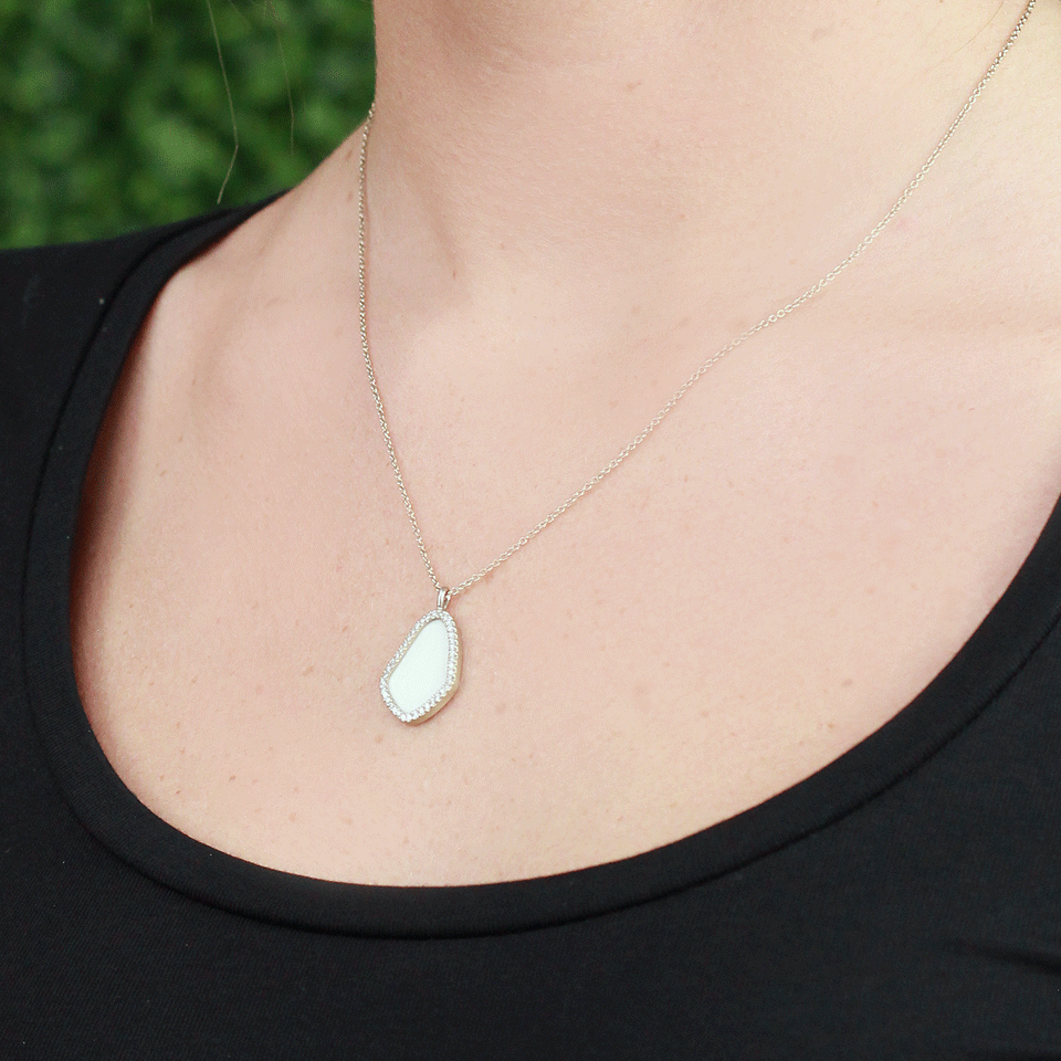 MONIQUE PEAN-Fossilized Woolly Mammoth Slice and Pave Necklace-WHT GOLD