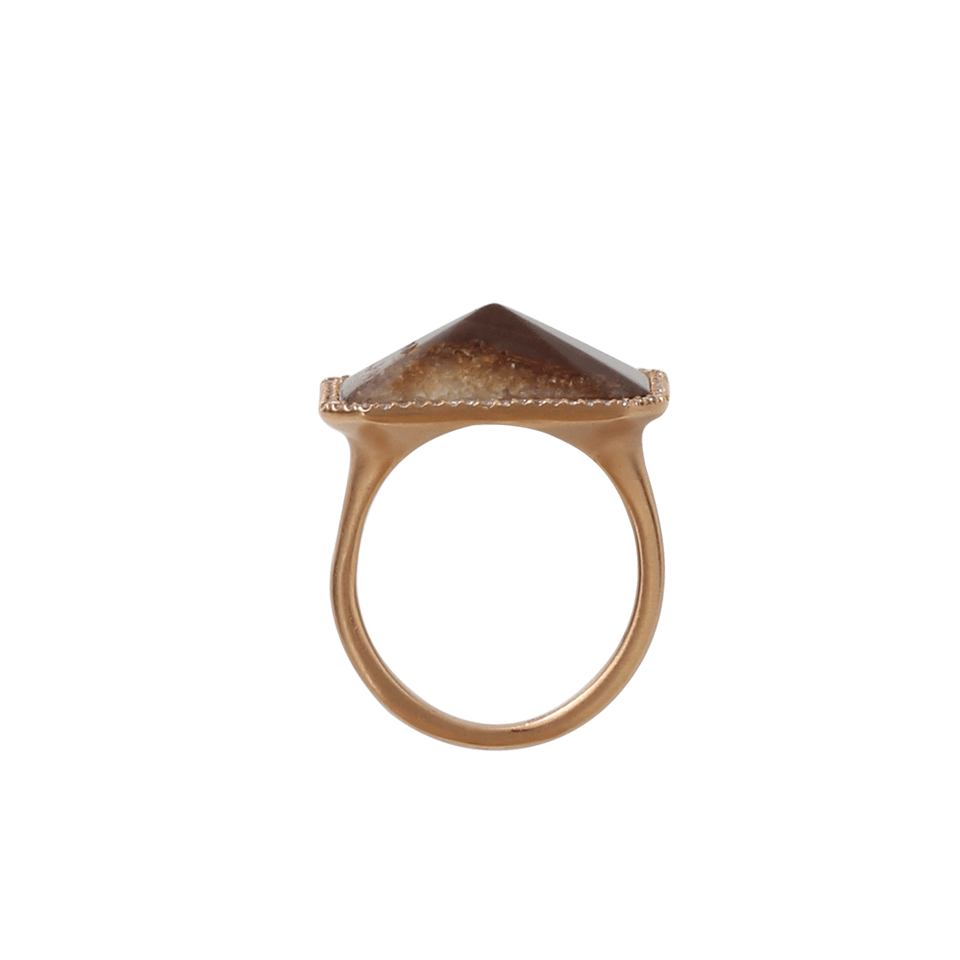 MONIQUE PEAN-Fossilized Walrus Ivory And Diamond Rectangle Ring-ROSE GOLD