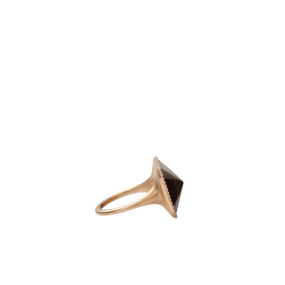 MONIQUE PEAN-Fossilized Walrus Ivory And Diamond Rectangle Ring-ROSE GOLD