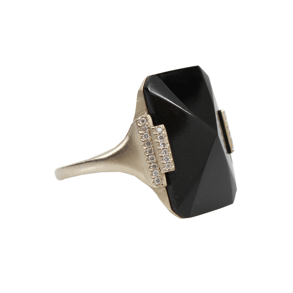 MONIQUE PEAN-Black Guatemalan Jade Ring-WHITE GOLD