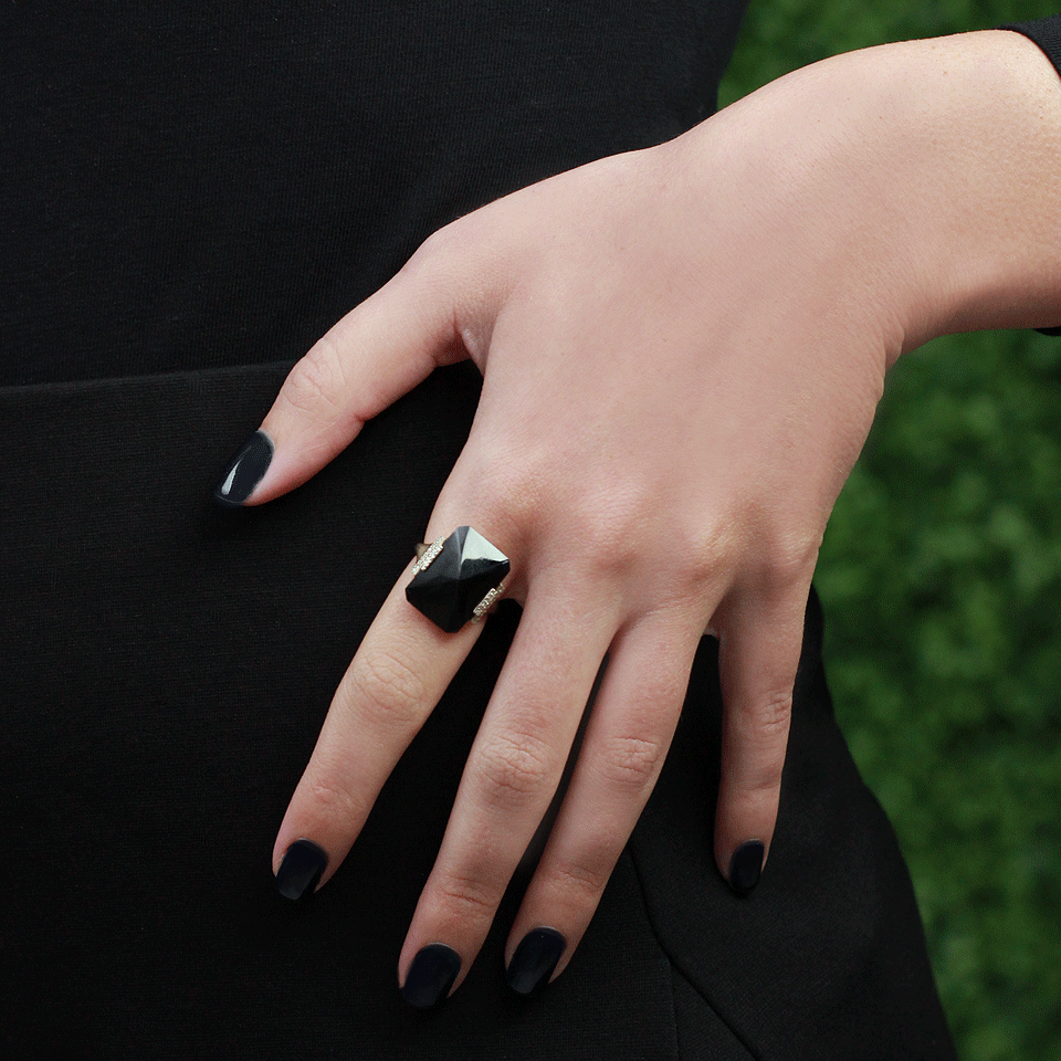 MONIQUE PEAN-Black Guatemalan Jade Ring-WHITE GOLD
