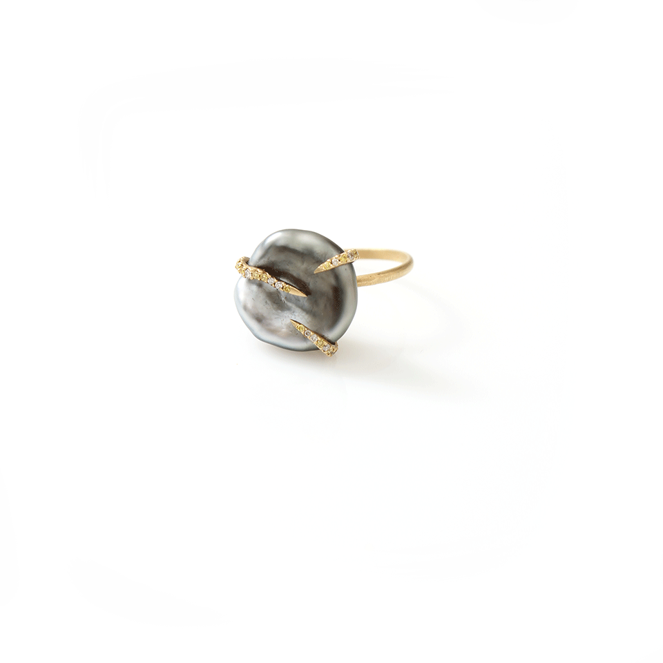 MONIQUE PEAN-Sustainable Tahitian Pearl Ring-YELLOW GOLD