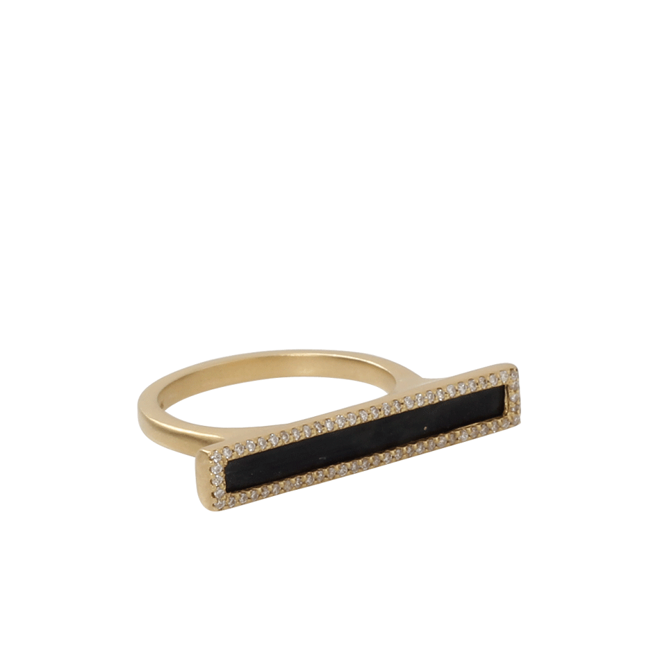 MONIQUE PEAN-Spectrolite And White Diamond Bar Ring-YELLOW GOLD